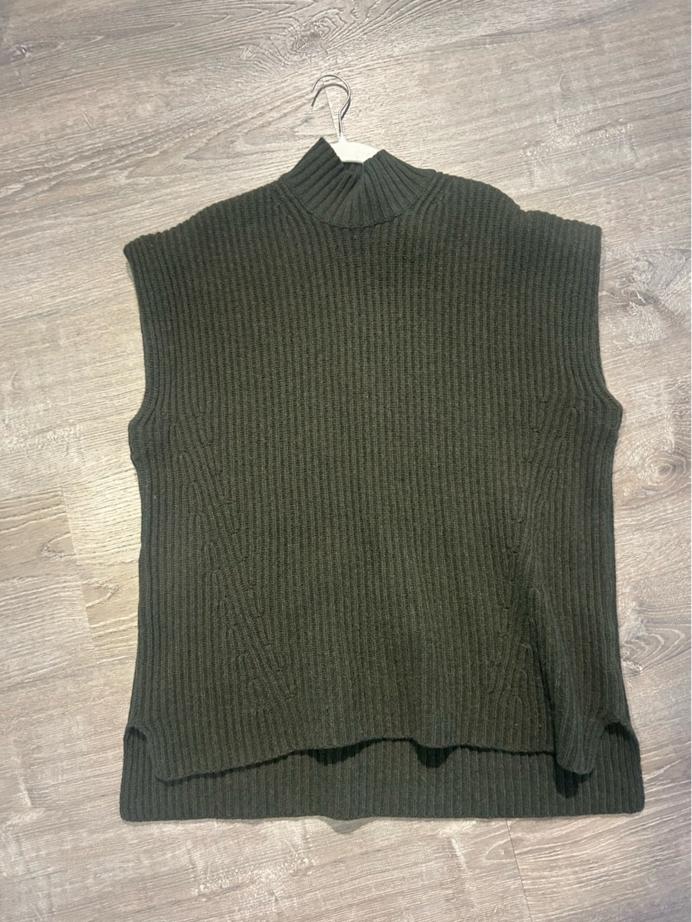 Ganni Recycled Ribbed Knit Vest Green Oversized Pullover Size L - Picture 2 of 10